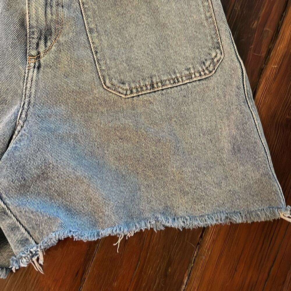 Zara hi rise paperbag waist cutoff denim jean shorts sz 6 - Picture 3 of 6